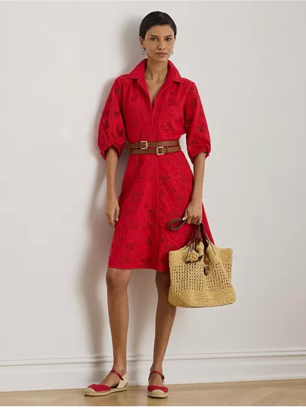 Lauren Ralph Lauren
Women's Eyelet Voile Balloon-Sleeve Collared Shirt Dress